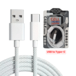 USB A-Type C Cell Fashion USA Super-Fast Charging Data Cable (Fiber 10ft)