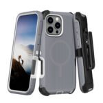 Defender Heavy Duty magnetic magsafe with belt clip for Iphone-14plus/15plus=(Grey/White)