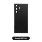 Back Glass with Camera Lens and Adhesive for Samsung Galaxy S22 Ultra Phantom Black