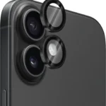 Camera Lens Tempered Glass Ring for iPhone 16/16 Plus Black